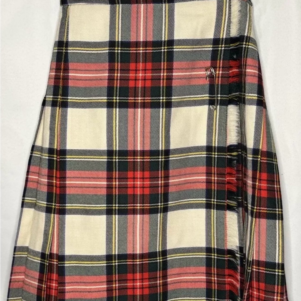 Land’s End Girls plaid wrap wool Skirt in Red and Black Sz 8
